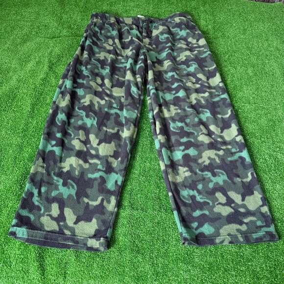 Fruit of the Loom Camo Green Fleece Pockets Loungewear Pajama Pants Big Size 2XL - Picture 2 of 12